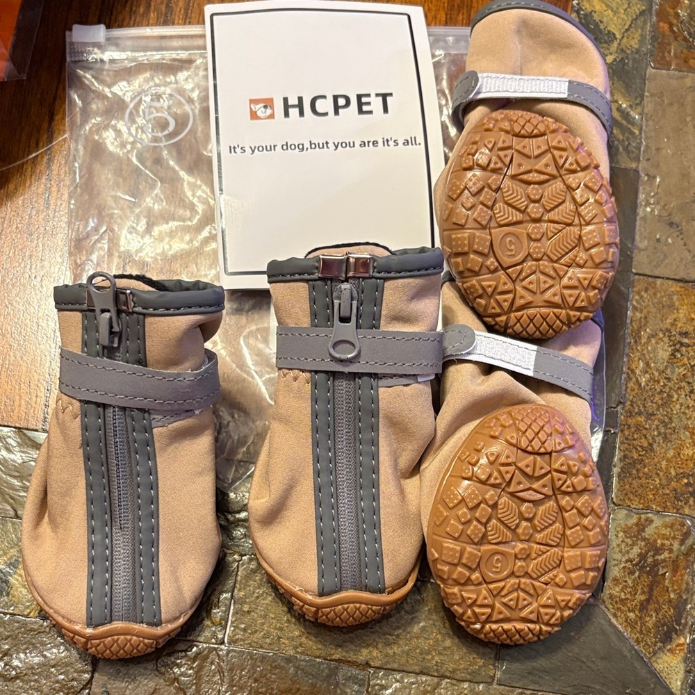 Dog Boots - Tan and Gray